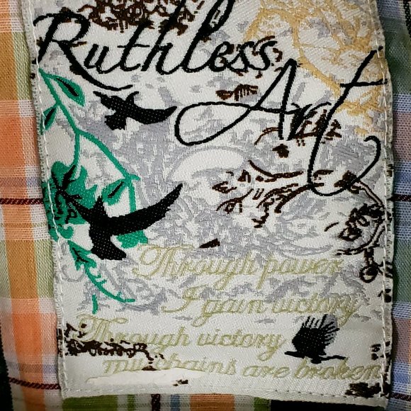 Ruthless Art Shirt Men's 3XL Multicolor Plaid Embroidered Snap Front - Picture 4 of 13